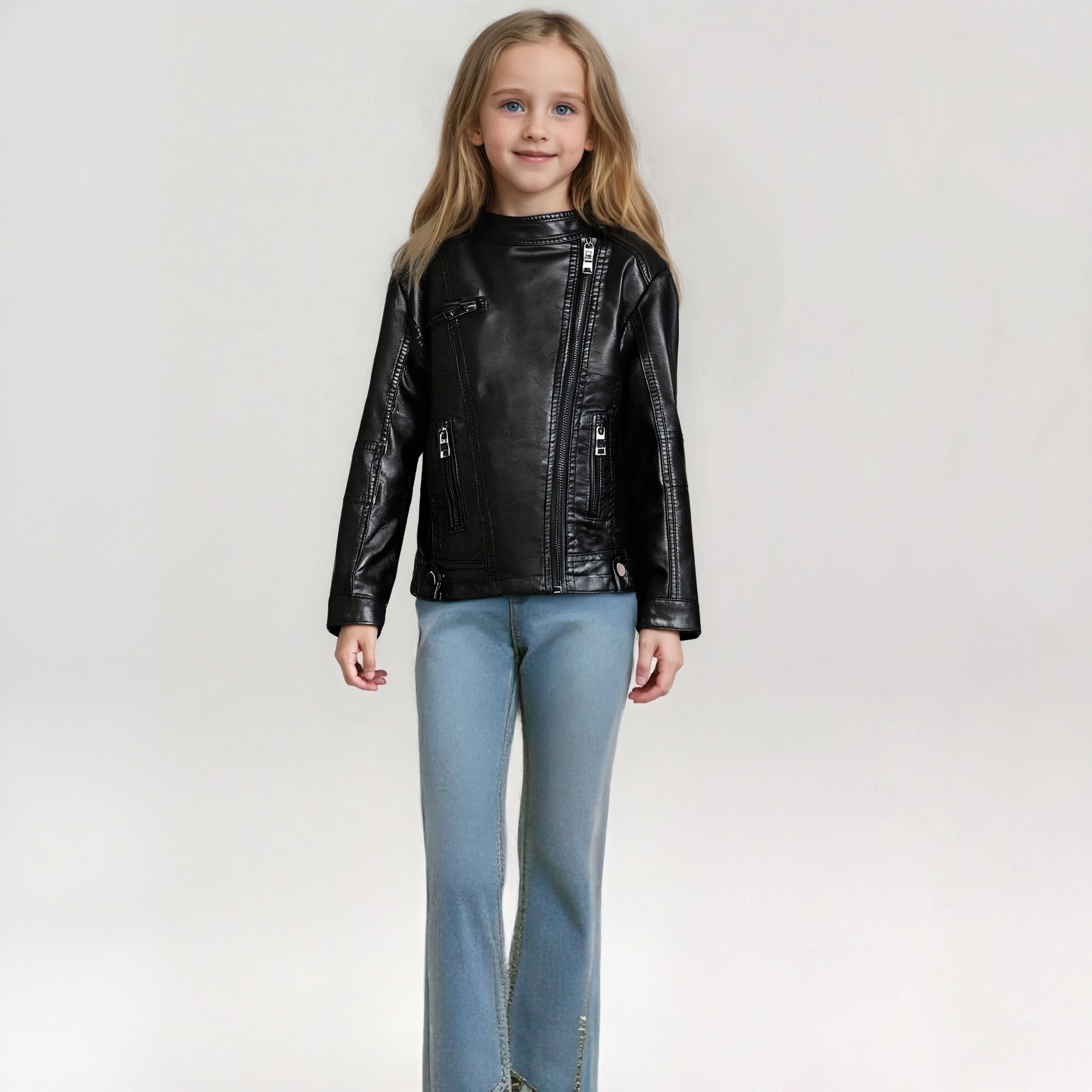 Girls Black Rock Motorcycle Pu - Streetwear Brand Photography ulasan dan harga